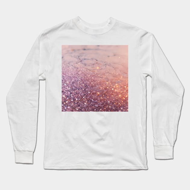 Intense sparkling rose gold marble Long Sleeve T-Shirt by marbleco